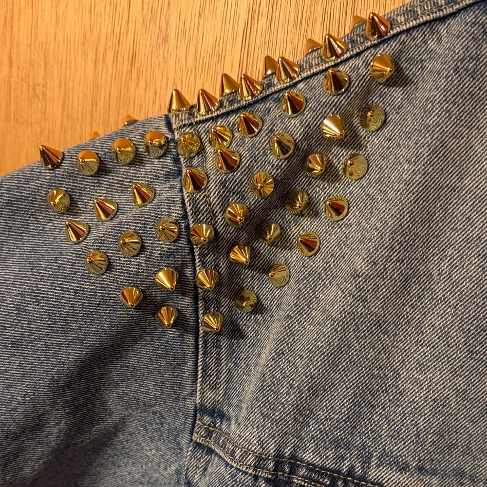Blue Studded Denim Jacket by Blue D. - Picture 3 of 6